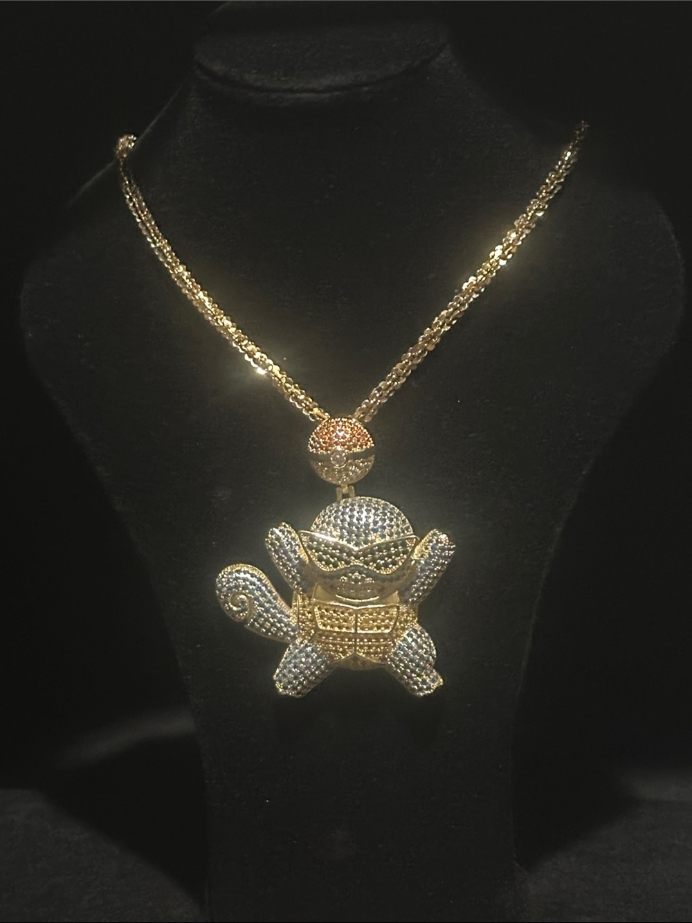 Gold Tone Squirtle Pokemon Pendant Necklace - Gold